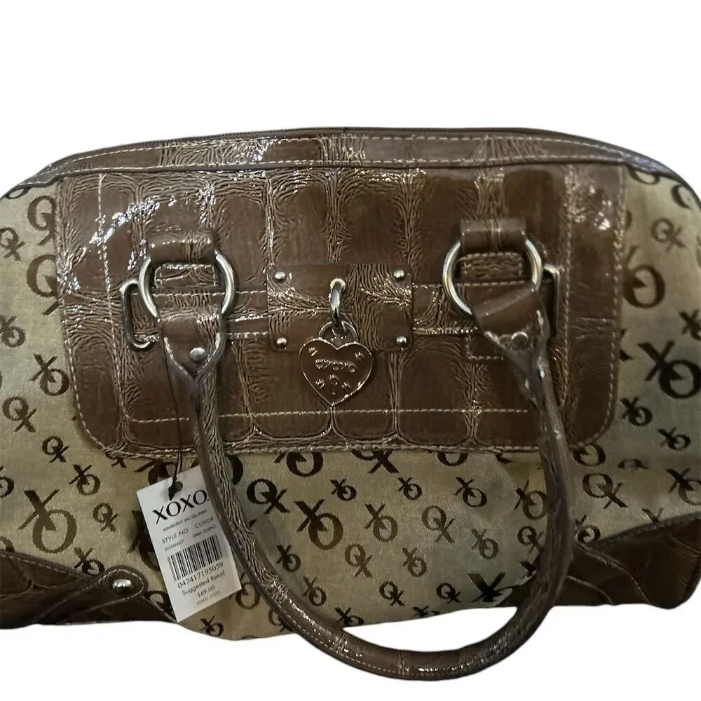 XOXO‎ Women's Satchel Handbag Dark Cognac with Heart Charm